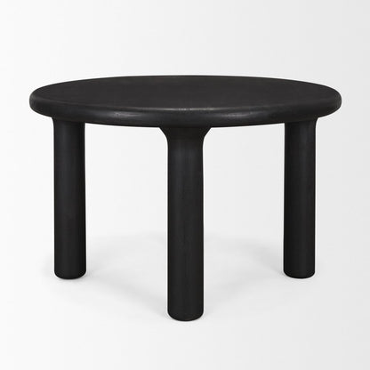 Black round table on a white background
