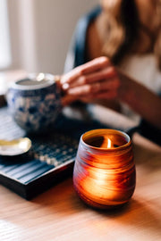 Desert Sands Phoenician Glass Votive | Candle Holder | Brown Striped - Fluent Trends