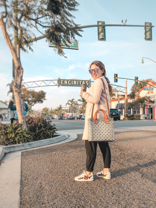 Panda Large Woven Crossbody Bag with Leather - Fluent Trends Cross Body Bags