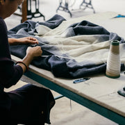 Ink Black White Ombre Textured Throw In Hand Spun Merino And Hand Stitched Hem - Fluent Trends Throw Blankets