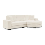 Modern Corduroy Tufted Sleeper Sectional Sofa - Modular L-Shape, Beige - Fluent Trends