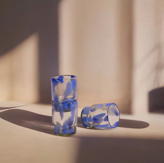 S/4 Marta Stackable Glass Blue & Clear