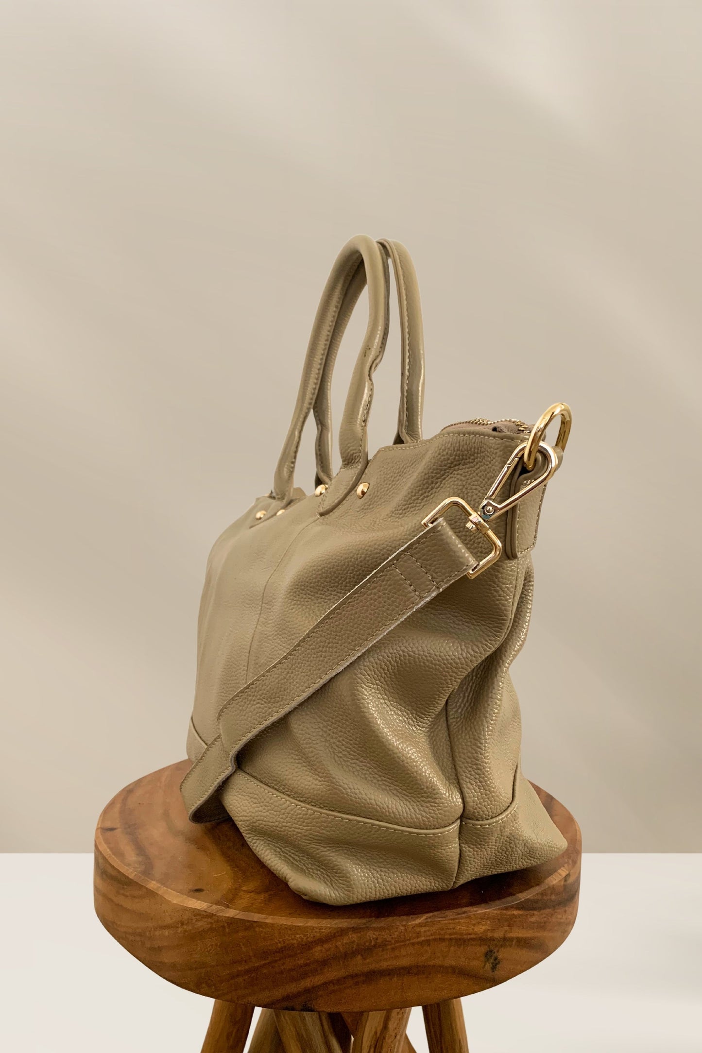 Leather Tote Bag – Handmade Slouchy Shoulder Bag in Sand