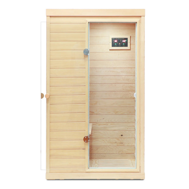 Natural Hemlock Wood | Mini One Person | Right Door Far Infrared Sauna - Fluent Trends