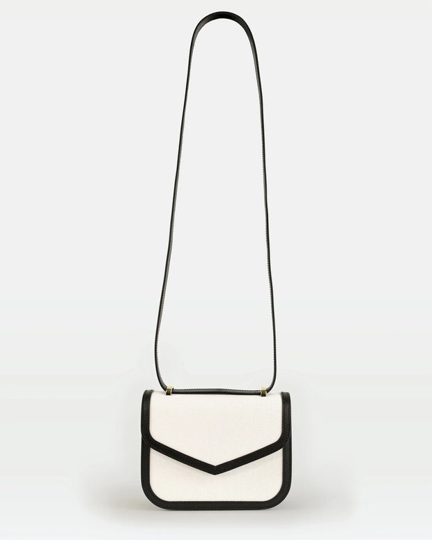 Maya crossbody bag in vegetable calfskin leather and canvas - Fluent Trends 