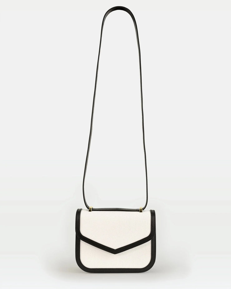 Maya crossbody bag in vegetable calfskin leather and canvas - Fluent Trends 