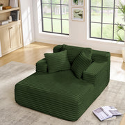 Green Corduroy Chaise Lounge Sofa Bed - Modern Foam Cloud Couch for Living Room - Fluent Trends