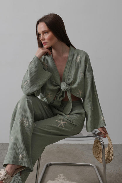 Boho Resort Wear – Tie Suits for Women with Shabby Chic Detail Soléa