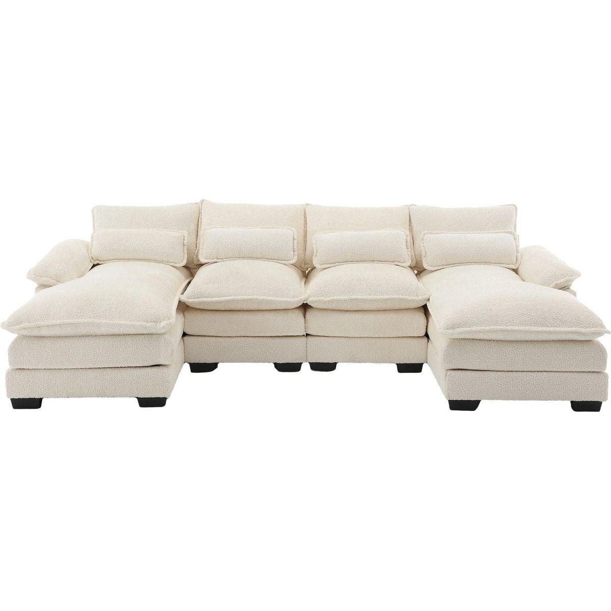 Modern Large chenille Fabric U-Shape Sectional Sofa Streamdale Furniture