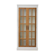 Rustic Style Display Curio Cabinet with Lattice Window Doors - Fluent Trends
