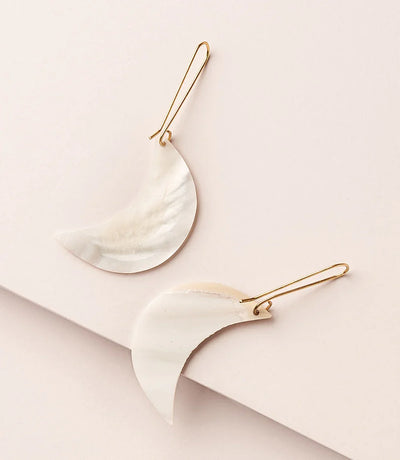 Rajani Crescent Moon Drop Earrings - Mother of Pearl - Fluent Trends