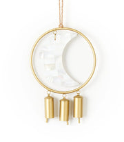 Chayana Large Moon Mother of Pearl Wind Chime - Fair Trade Decor - Fluent Trends