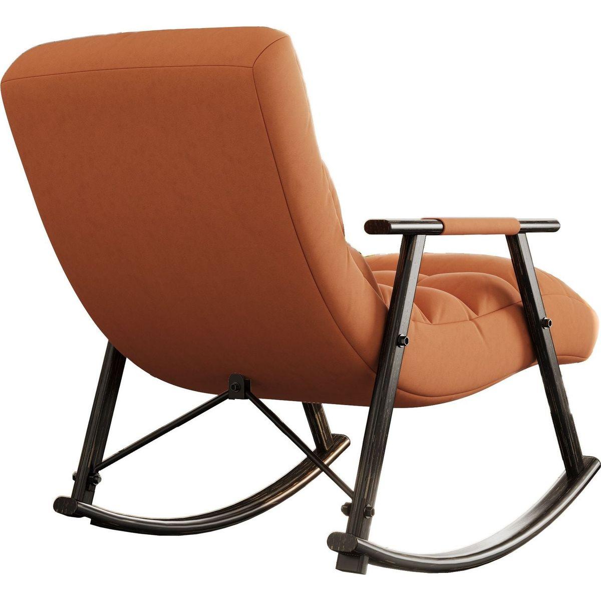 Casual folding rocking chair upholstered, lounge rocking chair adjustable high back and foot rest,side pockets placed in living room bedroom balcony Streamdale Furniture
