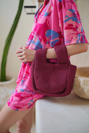 Mackenzie Knit Clutch in Maroon - Fluent Trends