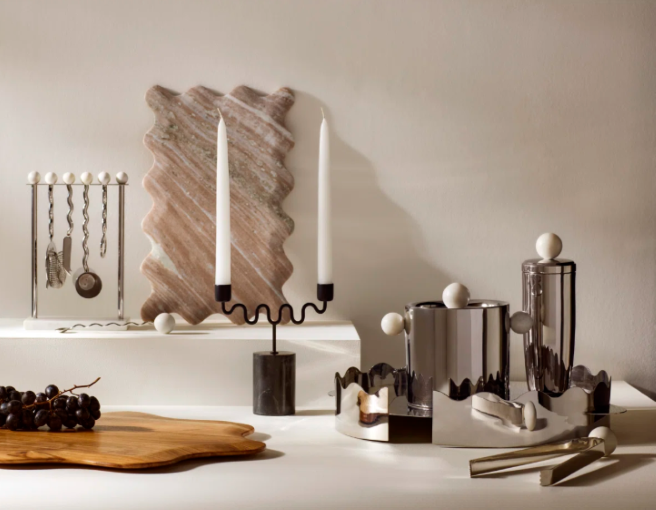 Inara Stainless Steel & Marble Cocktail Shaker by MESO - Elegant Barware for Home