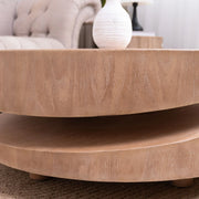 Modern Round Wood Coffee Table - 31.3" Natural Finish Accent Table - Fluent Trends