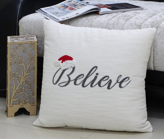 Vibhsa 20" x 20" Christmas Pillow- Believe - Fluent Trends Home Furnishings
