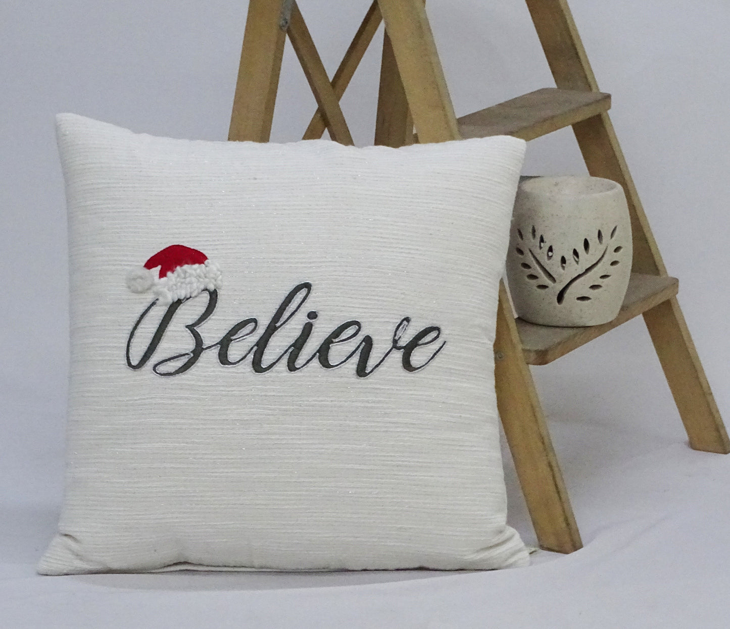 Vibhsa 20" x 20" Christmas Pillow- Believe - Fluent Trends Home Furnishings