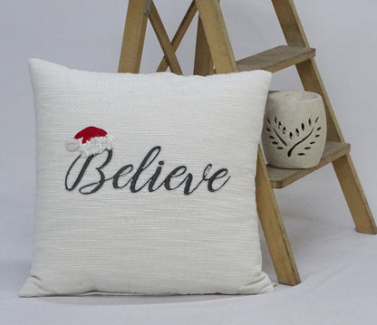 Vibhsa 20" x 20" Christmas Pillow- Believe - Fluent Trends Home Furnishings