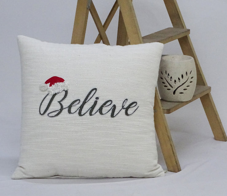 Vibhsa 20" x 20" Christmas Pillow- Believe - Fluent Trends Home Furnishings