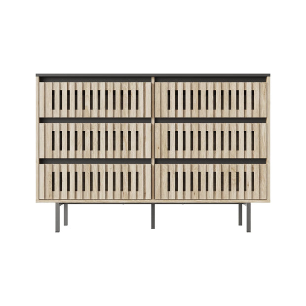 Fluted Bedroom 6 Modern Minimalist Drawer Dresser Two-tone Design - Fluent Trends