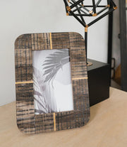 Kerala 4x6 Picture Frame - Curved Carved Horn , Brass Inlay - Fluent Trends