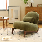 Modern Green Velvet Armless Accent Chair with Solid Wood Legs - Fluent Trends