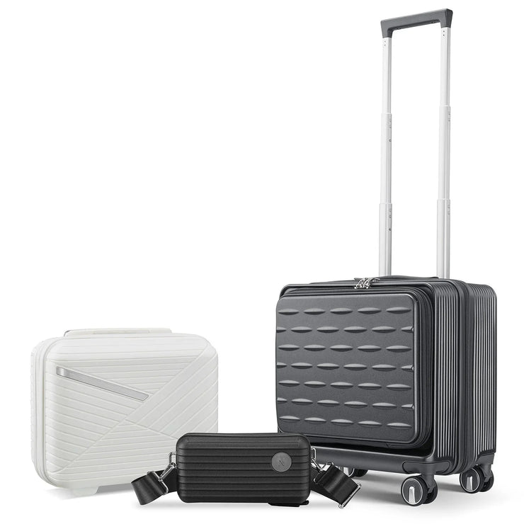 18" Carry On Luggage with Front Open Door &Laptop Interlayer, Hard - Fluent Trends