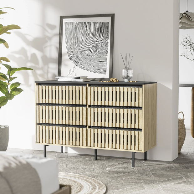 Fluted Bedroom 6 Modern Minimalist Drawer Dresser Two-tone Design - Fluent Trends