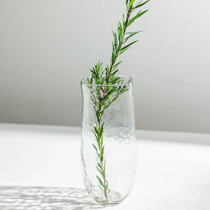 Tall Glass Vase - Pebbled Texture Clear Design for Branches & Stems