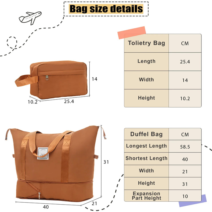 Orange Softside Expandable 3-Piece Luggage Set with Duffel Bag, Spinner Suitcases & TSA Lock - Fluent Trends