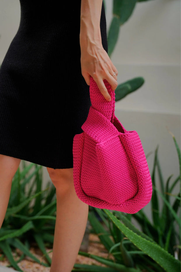 Mackenzie Knit Clutch in Fuchsia - Fluent Trends
