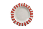Ceramic Stripe Dinner Plate, Red- 10 x 10 x 1.25 Inches ( Set of 4 ) - Fluent Trends Dinner Plates