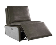 Metier Gray Top Grain Leather & Aluminum Power Motion Recliner - Fluent Trends