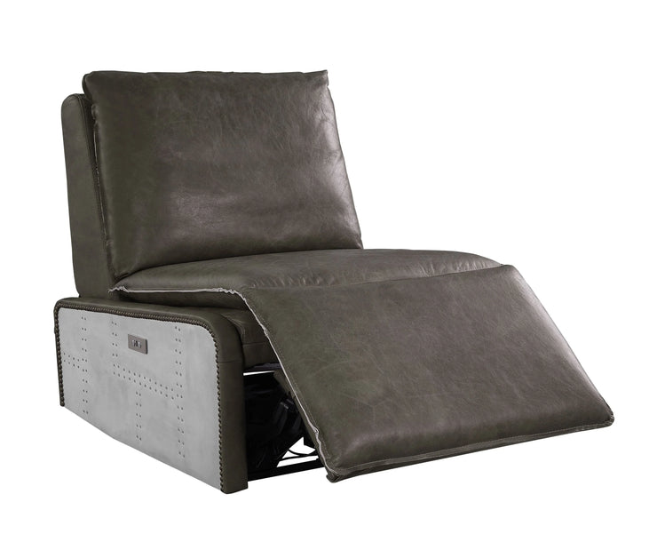 Metier Gray Top Grain Leather & Aluminum Power Motion Recliner - Fluent Trends
