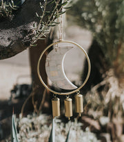 Chayana Large Moon Mother of Pearl Wind Chime - Fair Trade Decor - Fluent Trends