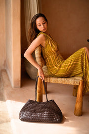 Rebecca Artisan Handwoven Leather Tote in Dark Brown - Fluent Trends Tote Bag