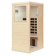 Natural Hemlock Wood | Mini One Person | Left Door Far Infrared Sauna - Fluent Trends