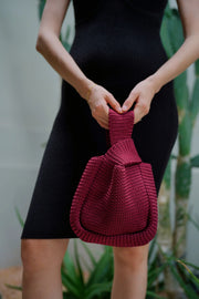 Mackenzie Knit Clutch in Maroon - Fluent Trends