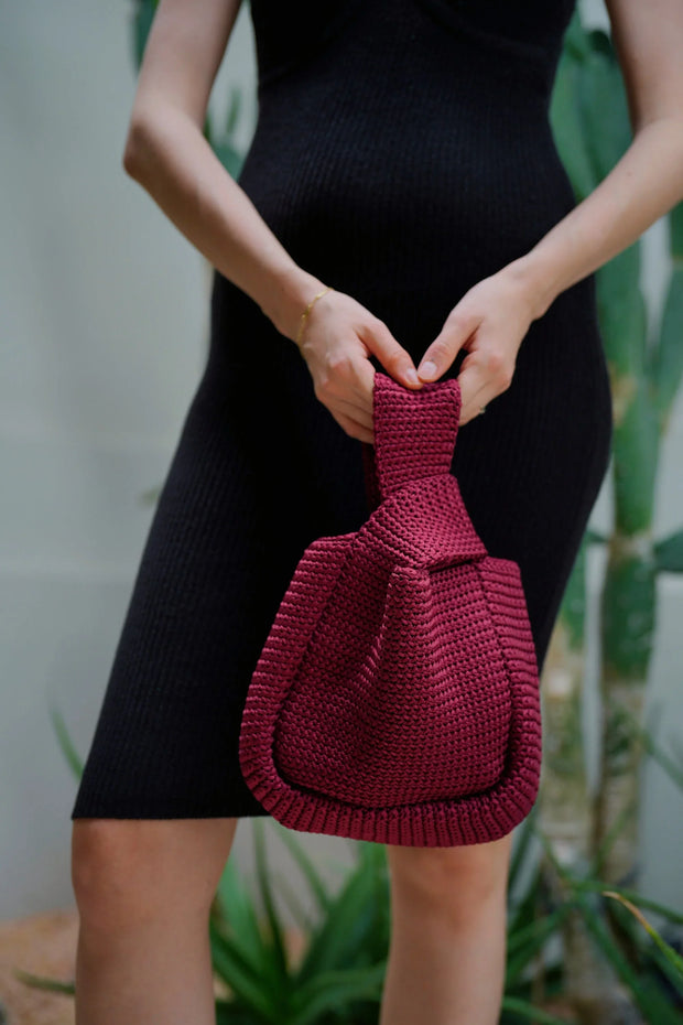 Mackenzie Knit Clutch in Maroon - Fluent Trends