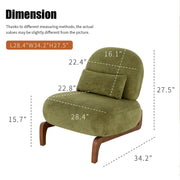 Modern Green Velvet Armless Accent Chair with Solid Wood Legs - Fluent Trends