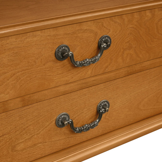 Retro Curved Wood Console Table with 3 Drawers, 43'' Entry Table with Storage Shelf, Sofa Table Behind Couch with Solid Wood Legs for Living Room Hallway, Brown - Fluent Trends