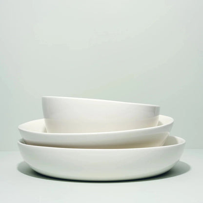 Fors Studio White Ceramic Deep Serving Bowl - Hand Glazed, Chip Resistant, Oven Safe