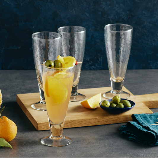 Pebbled Footed Tulip Glass Set of 4 | Elegant Drinkware