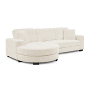 Modern Corduroy Tufted Sleeper Sectional Sofa - Modular L-Shape, Beige - Fluent Trends