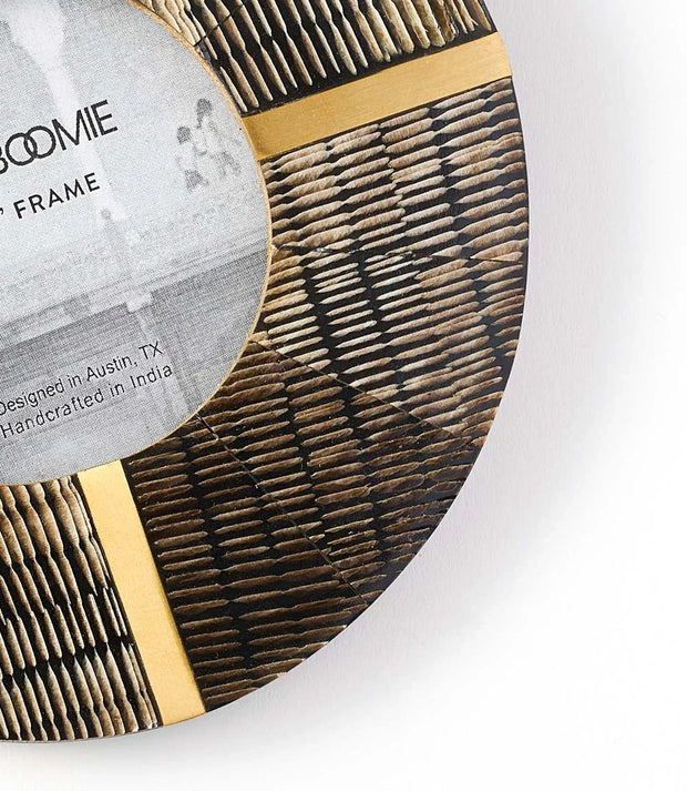 Kerala 3x3 Picture Frame - Carved Horn, Brass Inlay - Fluent Trends