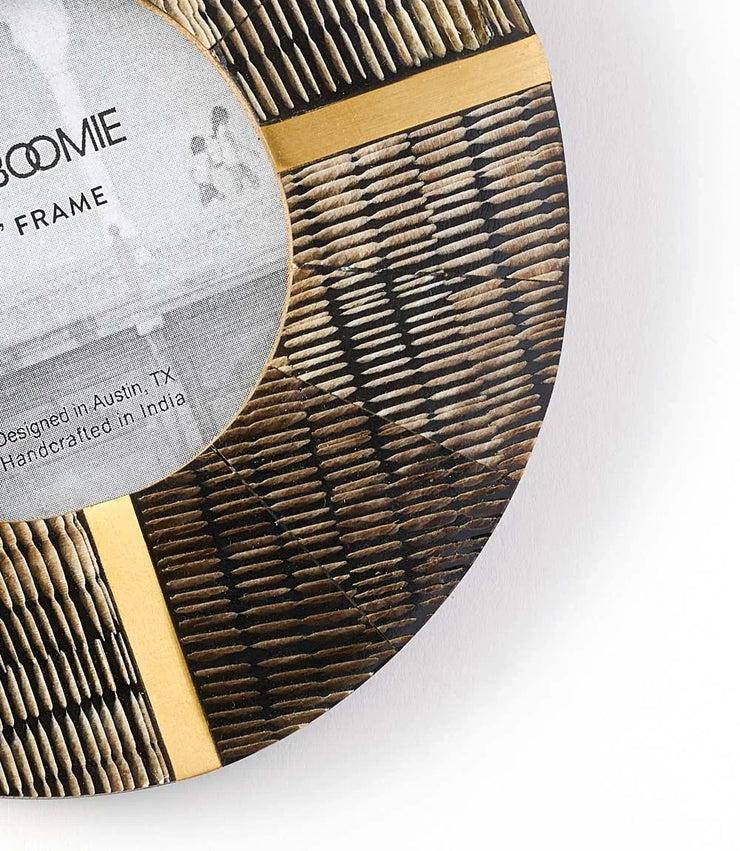 Kerala 3x3 Picture Frame - Carved Horn, Brass Inlay - Fluent Trends