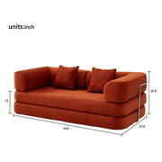 Red Corduroy 5-in-1 Modular Floor Sofa Sleeper Bed, No Assembly - Fluent Trends