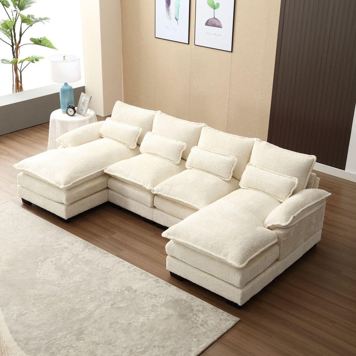 Modern Large chenille Fabric U-Shape Sectional Sofa Streamdale Furniture