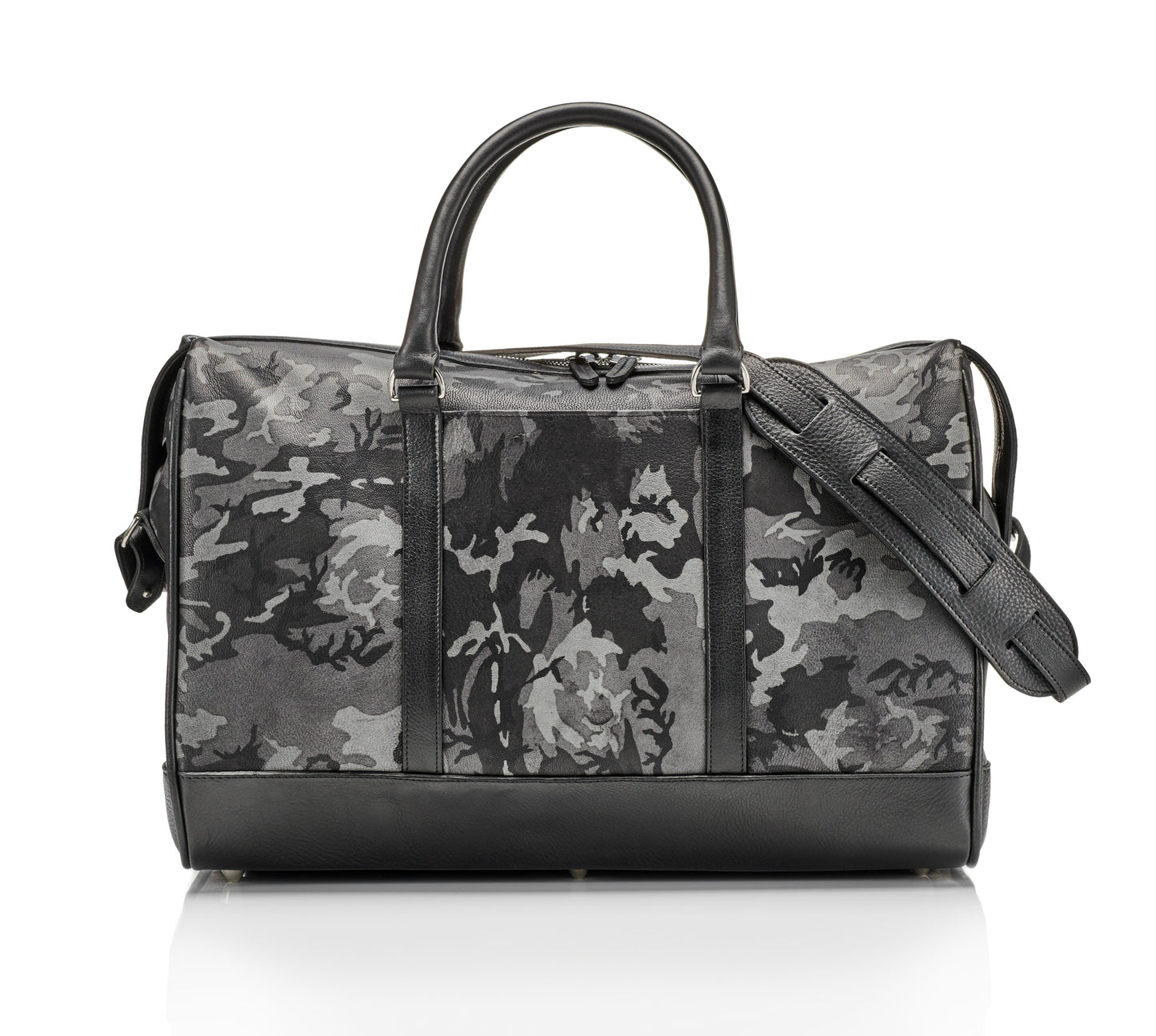 Wanderlust Leather Weekender | Grey Camo